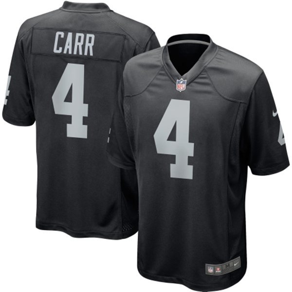 Kid's Las Vegas Raiders #4 Derek Carr Black Team Color Nike Limited Jersey