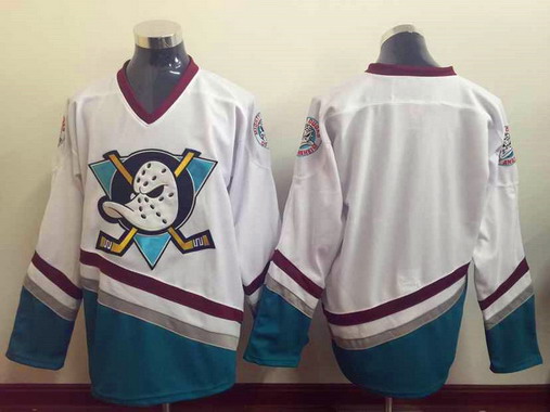 Men's Mighty Ducks Of Anaheim Blank 1990's White CCM Vintage Throwback Jersey