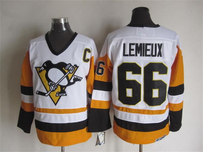 Men's Pittsburgh Penguins #66 Mario Lemieux 1988-89 White CCM Vintage Throwback Jersey