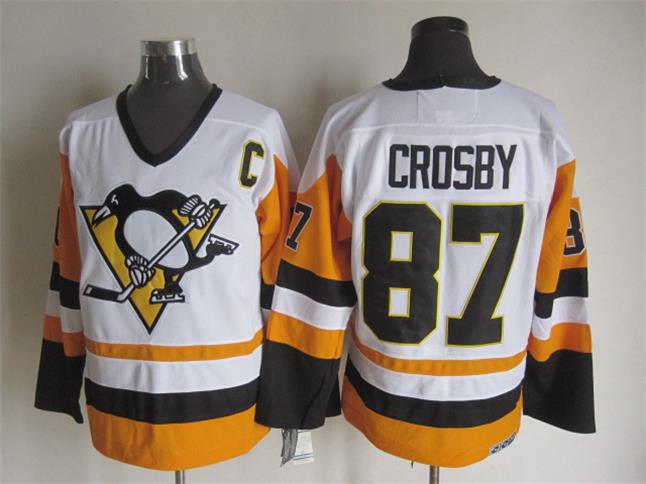Men's Pittsburgh Penguins #87 Sidney Crosby 1988-89 White CCM Vintage Throwback Jersey