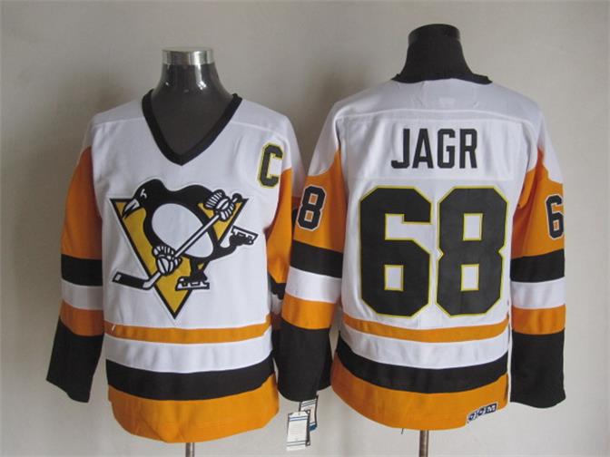 Men's Pittsburgh Penguins #68 Jaromir Jagr 1988-89 White CCM Vintage Throwback Jersey