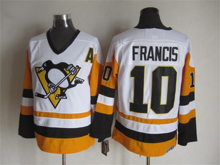 Men's Pittsburgh Penguins #10 Ron Francis 1988-89 White CCM Vintage Throwback Jersey