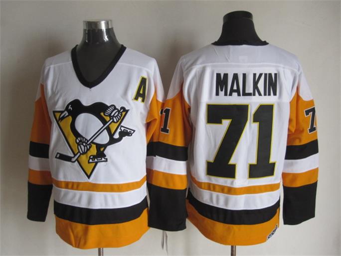 Men's Pittsburgh Penguins #71 Evgeni Malkin 1988-89 White CCM Vintage 