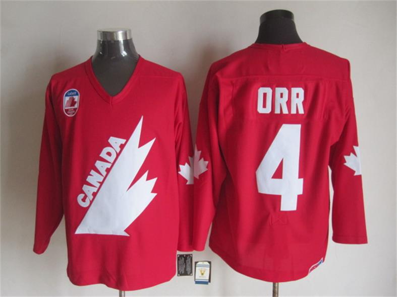 Men's Team Canada #4 Bobby Orr 1991 Olympic Red CCM Vintage Throwback Jersey