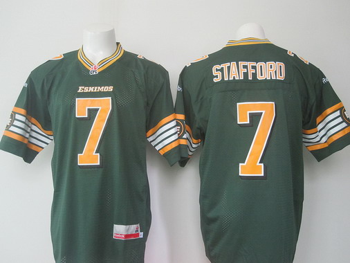 Men's Edmonton Eskimos #7 Kenny Stafford Green Team Color CFL Reebok Jersey