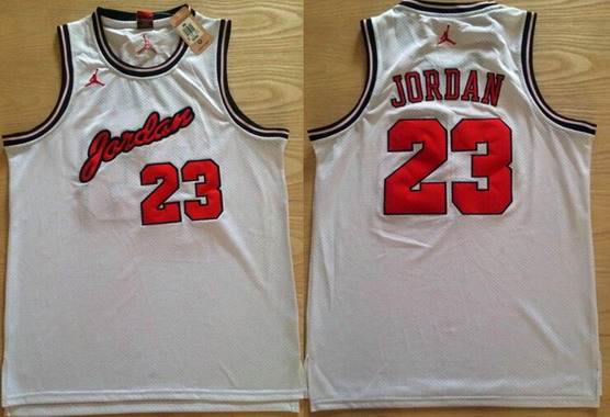 Men's #23 Michael Jordan White Swingman Commemorative Basketball Jersey