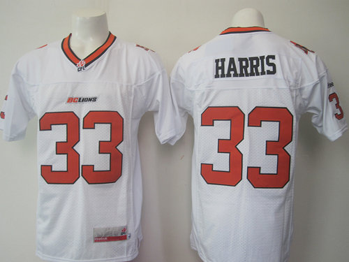 Men's BC Lions #33 Andrew Harris White Road CFL Reebok Jersey