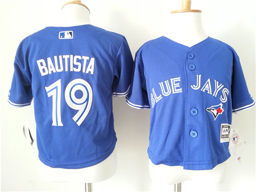 Toddler Toronto Blue Jays #19 Jose Bautista Alternate Blue 2015 MLB Cool Base Jersey
