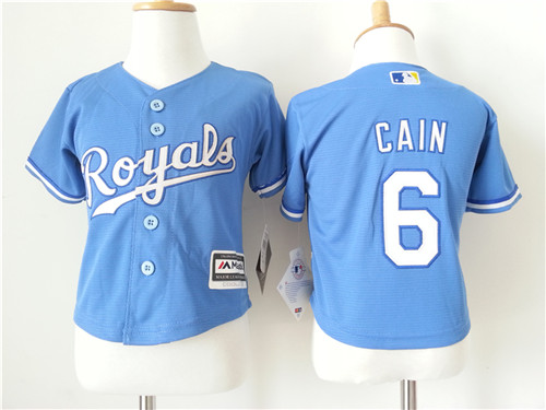 Toddler Kansas City Royals #6 Lorenzo Cain Alternate Light Blue 2015 MLB Cool Base Jersey