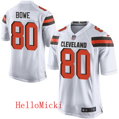 Men's Cleveland Browns Brown #80 Dwayne Bowe White Road 2015 NFL Nike Elite Jersey