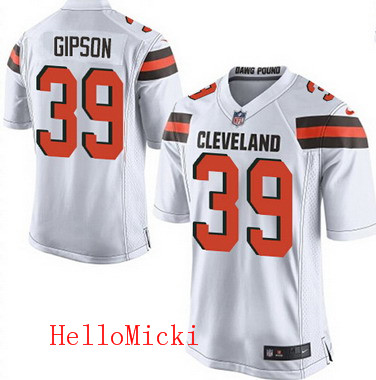 Men's Cleveland Browns Brown #39 Tashaun Gipson White Road 2015 NFL Nike Elite Jersey
