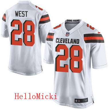 Men's Cleveland Browns Brown #28 Terrance West White Road 2015 NFL Nike Elite Jersey