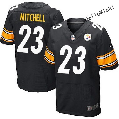 men's pittsburgh steelers #23 mike mitchell black team color nfl nike elite jersey