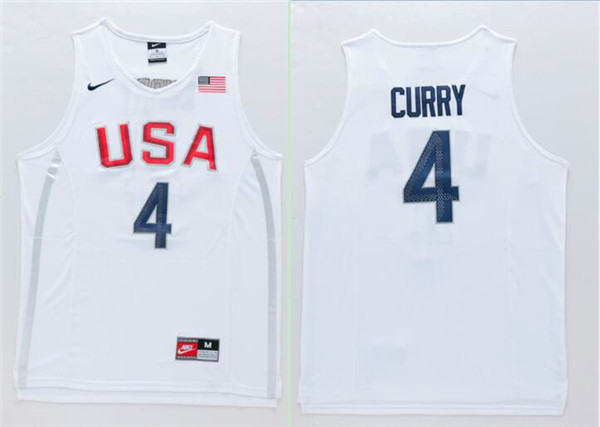 2016 Olympics Team USA Men's #4 Stephen Curry Revolution 30 Swingman White Jersey