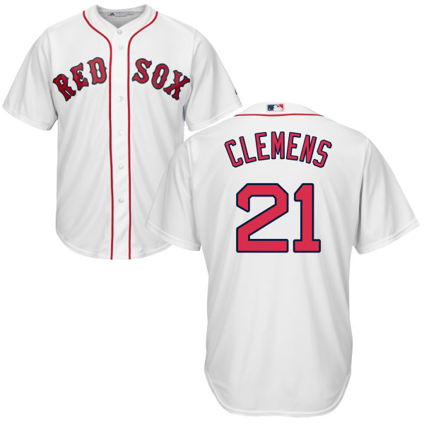Men's Boston Red Sox Retired Player #21 ROGER CLEMENS White Cool Base Baseball Jersey