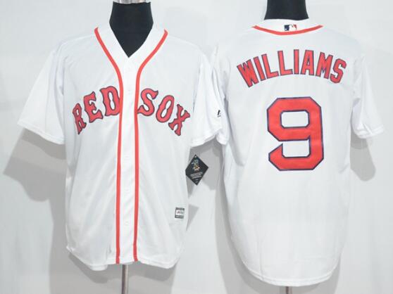 Men's Boston Red Sox Retired Player #9 Ted Williams Home White Cool Base Baseball Jersey -With Name