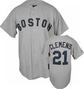 Men's Boston Red Sox Retired Player #21 ROGER CLEMENS Gray Boston Cool Base Baseball Jersey