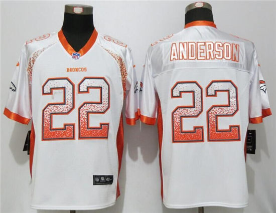 Men's Denver Broncos #22 C.J. Anderson White Drift Stitched NFL Nike Elite Fashion Jersey