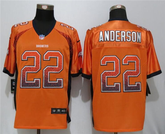 Men's Denver Broncos #22 C.J. Anderson Orange Drift Stitched NFL Nike Elite Fashion Jersey