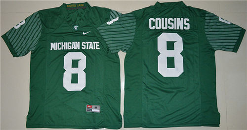 Men's Michigan State Spartans #8 Kirk Cousins Green College Alumni Football Limited Jersey -S-3XL