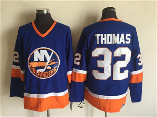 Men's New York Islanders #32 Steve Thomas Light Blue 1984-85 CCM Throwback Stitched Vintage Hockey