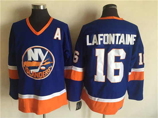 Men's New York Islanders #16 Pat LaFontaine Light Blue 1984-85 CCM Throwback Stitched Vintage Hockey Jersey