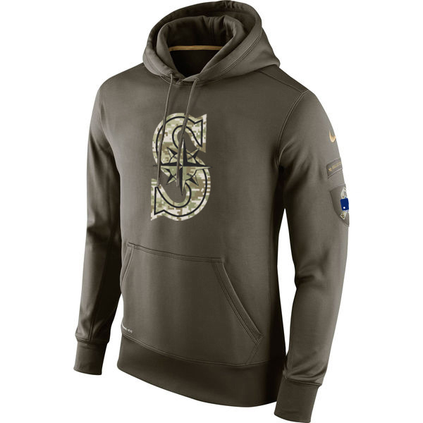 Men's MLB Seattle Mariners Nike Olive Salute To Service KO Performance Hoodie