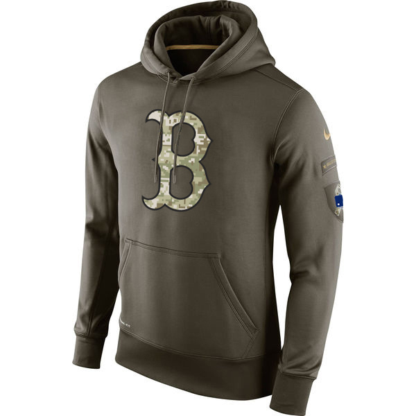 Men's MLB Boston Red Sox Nike Olive Salute To Service KO Performance Hoodie