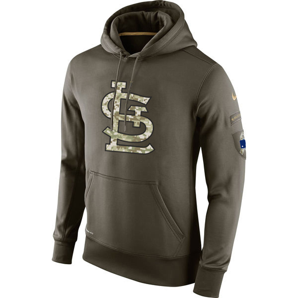 Men's MLB St. Louis Cardinals Nike Olive Salute To Service KO Performance Hoodie