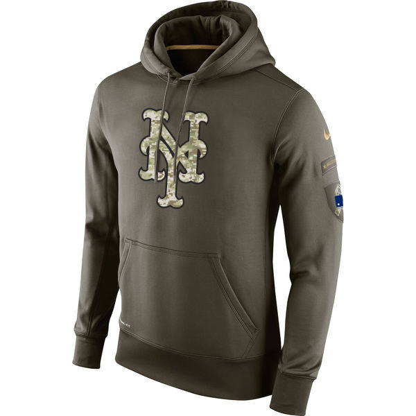 Men's MLB New York Mets Nike Olive Salute To Service KO Performance Hoodie