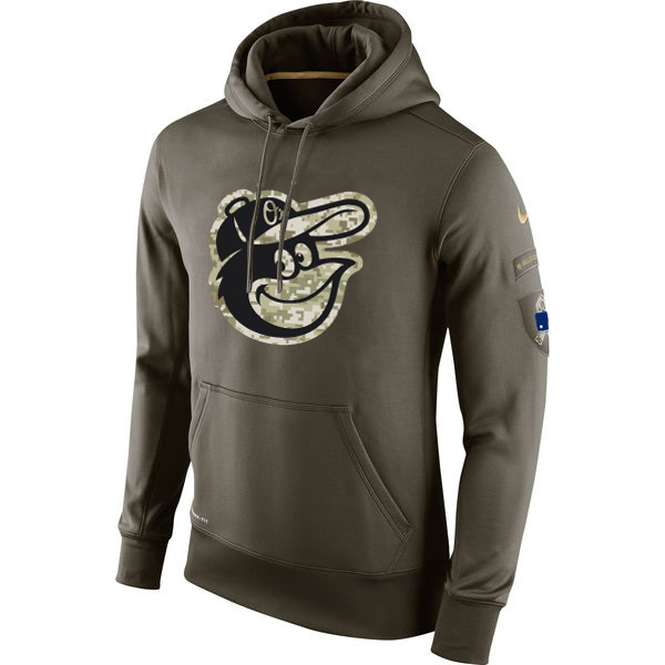 Men's MLB Baltimore Orioles Nike Olive Salute To Service KO Performance Hoodie