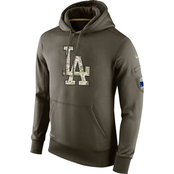 Men's MLB Los Angeles Dodgers Nike Olive Salute To Service KO Performance Hoodie