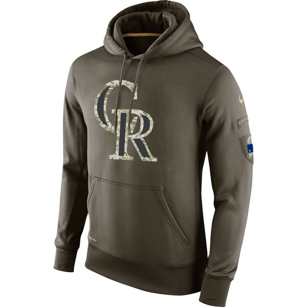 Men's MLB Colorado Rockies Nike Olive Salute To Service KO Performance Hoodie