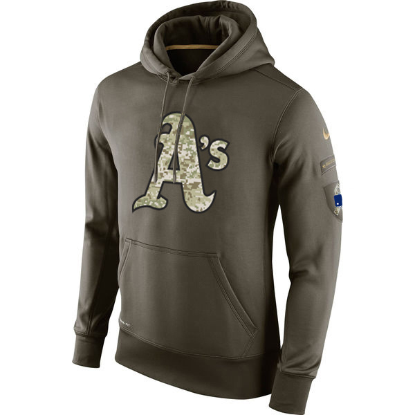 Men's MLB Oakland Athletics Nike Olive Salute To Service KO Performance Hoodie