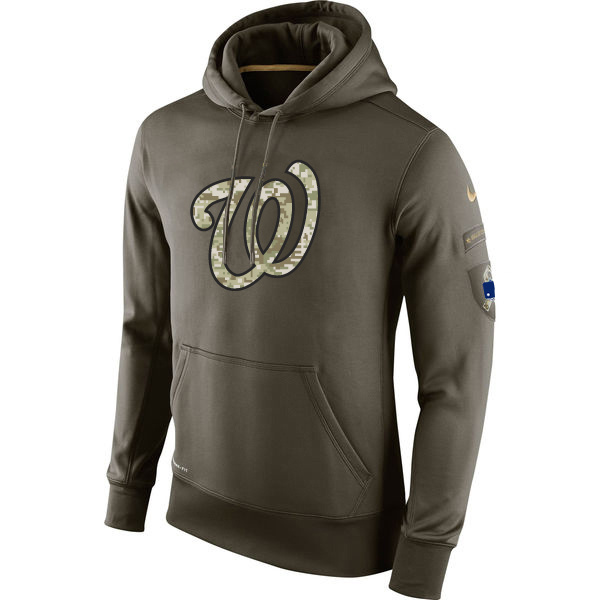 Men's MLB Washington Nationals Nike Olive Salute To Service KO Performance Hoodie