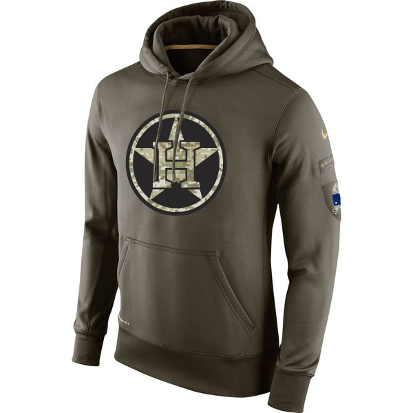 Men's MLB Houston Astros Nike Olive Salute To Service KO Performance Hoodie