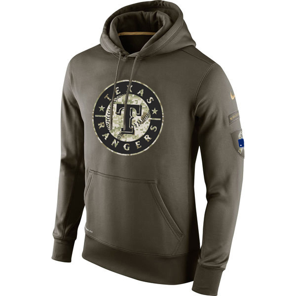 Men's MLB Texas Rangers Nike Olive Salute To Service KO Performance Hoodie