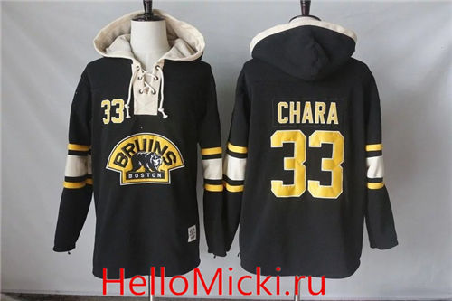 Men's Boston Bruins #33 Zdeno Chara Black Third Old Time Hockey Hoodie