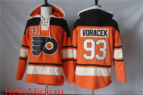 Men's Philadelphia Flyers #93 Jakub Voracek Orange Premier Alternate Hockey Hoodie