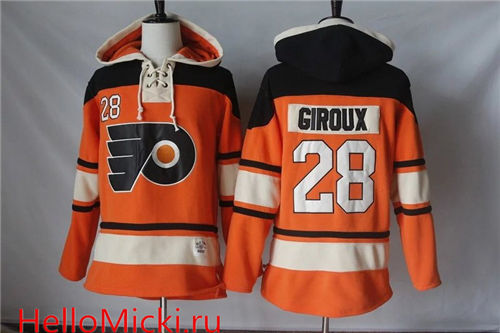 Men's Philadelphia Flyers #28 Claude Giroux Orange Premier Alternate Hockey Hoodie