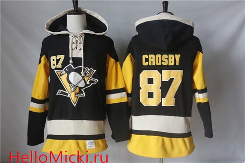 Men's Pittsburgh Penguins #87 Sidney Crosby Old Time Hockey Black/Gold Lacer Heavyweight Pullover Hoodie