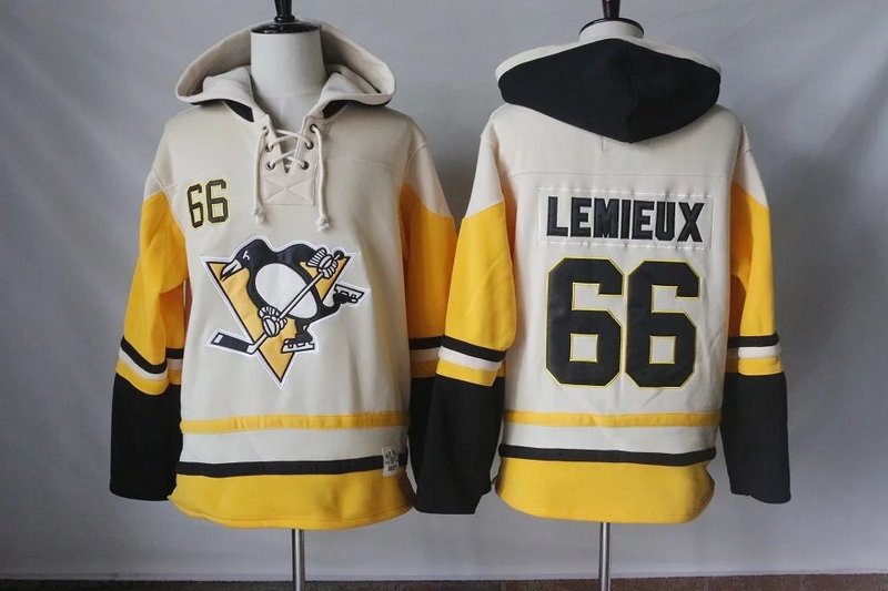 Men's Pittsburgh Penguins #66 Mario Lemieux Old Time Hockey Cream Hockey Hoodie