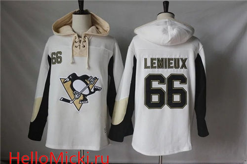 Men's Pittsburgh Penguins #66 Mario Lemieux Old Time Hockey White Hockey Hoodie