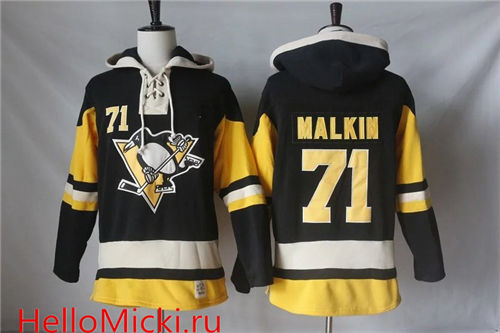 Men's Pittsburgh Penguins #71 Evgeni Malkin Old Time Hockey Black/Gold Lacer Heavyweight Pullover Hoodie