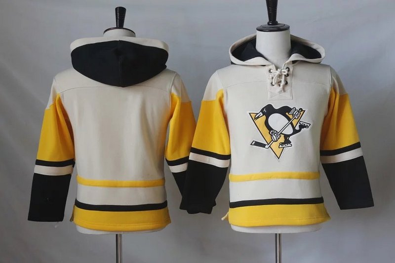 Men's Pittsburgh Penguins Blank Old Time Hockey Cream Hockey Hoodie