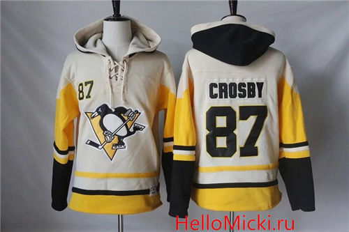 Men's Pittsburgh Penguins #87 Sidney Crosby Old Time Hockey Cream Hockey Hoodie