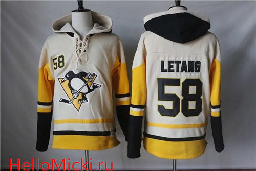 Men's Pittsburgh Penguins #58 Kris Letang Old Time Hockey Cream Hockey Hoodie
