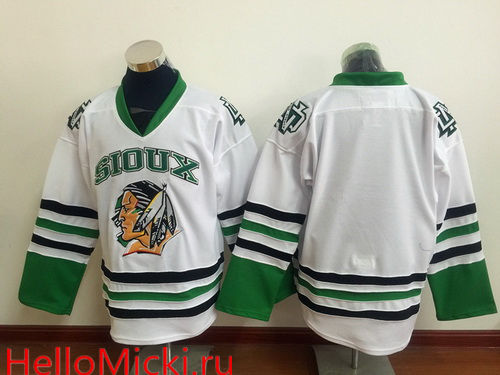 Mens North Dakota Fighting Hawks Blank White College Hockey Jersey