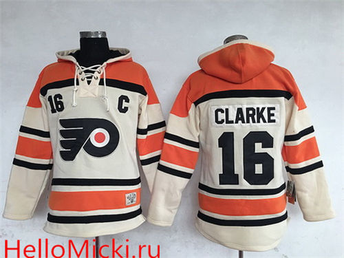 Men's Philadelphia Flyers #16 Bobby Clarke Cream Old Time Hockey Hoodie