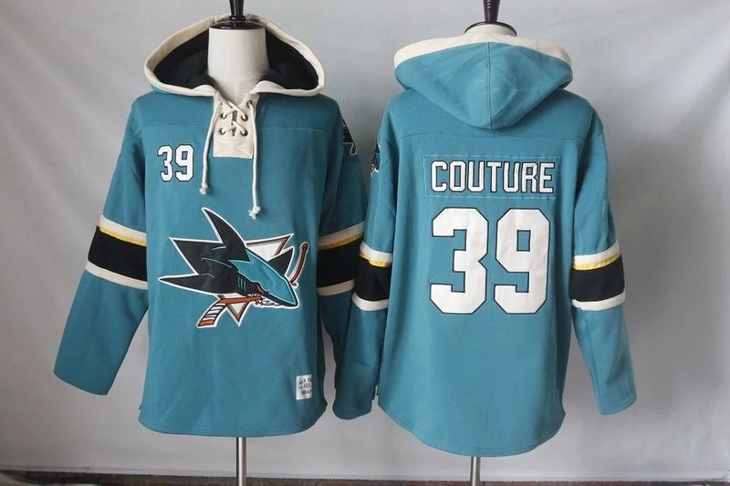 Men's San Jose Sharks #39 Logan Couture Teal Green Jersey Speedwick Pullover Hoodie